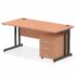 Impulse Straight Desk, Black Cantilever Leg - With 3 Drawer Mobile Pedestal