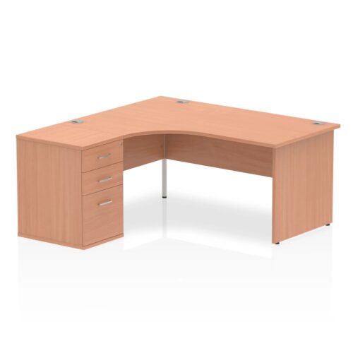 Impulse Left Panel End Crescent Desk Workstation - With 600mm Pedestal