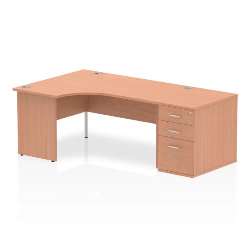 Impulse Left Panel End Crescent Desk Workstation - With 800mm Pedestal