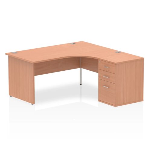 Impulse Right Panel End Crescent Desk Workstation - With 600mm Pedestal