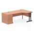 Impulse Right Crescent Desk, Black Cantilever Leg Workstation - with 800mm pedestal