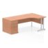 Impulse Right Crescent Desk, Silver Cantilever Leg Workstation - with 800mm pedestal