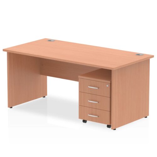 Impulse Panel End Straight Desk - 800mm deep, With 3 Drawer Mobile Pedestal