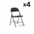 Kava steel folding chair with soft padded PVC seat and back - 4 Units per box - Black