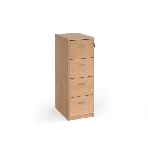 Wooden 4 drawer filing cabinet with silver handles 1360mm high