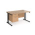 Maestro 25 straight desk 800mm deep with 2 drawer pedestal - black cantilever leg frame