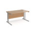 Maestro 25 straight desk 800mm deep - silver legs