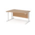 Maestro 25 left hand wave desk - white cantilever leg