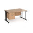 Maestro 25 right hand wave desk with 2 drawer pedestal - black cantilever leg