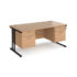 Maestro 25 straight desk 800mm deep with two x 2 drawer pedestals - black cantilever leg frame