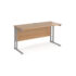 Maestro 25 straight desk 600mm deep - silver cantilever leg