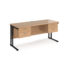 Maestro 25 straight desk 600mm deep with two x 2 drawer pedestals - black cantilever leg