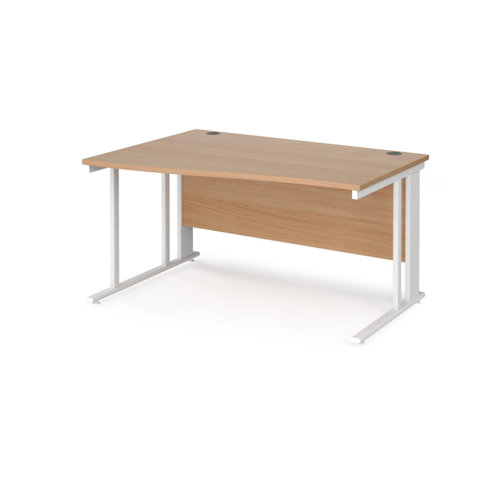 Maestro 25 left hand wave desk - white cable managed leg