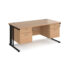 Maestro 25 straight desk 800mm deep with two x 2 drawer pedestals - black cable managed leg