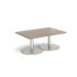 Monza rectangular coffee table with flat round brushed steel bases 800mm