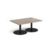 Monza rectangular coffee table with flat round black bases 800mm