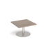 Monza square coffee table with flat round brushed steel base 800mm