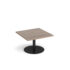 Monza square coffee table with flat round black base 800mm