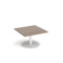 Monza square coffee table with flat round white base 800mm