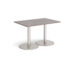 Monza rectangular dining table with flat round brushed steel bases