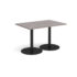 Monza rectangular dining table with flat round black bases