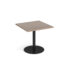 Monza square dining table with flat round black base