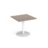 Monza square dining table with flat round white base