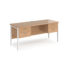 Maestro 25 straight desk 600mm deep with two x 2 drawer pedestals - white H-frame leg