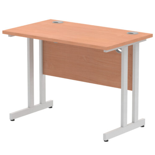 Impulse Slimline Desk, Silver Cantilever Leg - 600mm deep