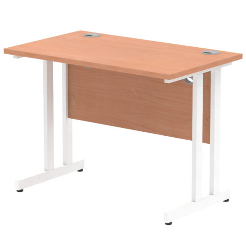 Impulse Slimline Desk, White Cantilever Leg - 600mm deep