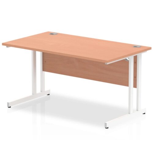 Impulse Straight Desk, White Cantilever Leg - 800mm deep