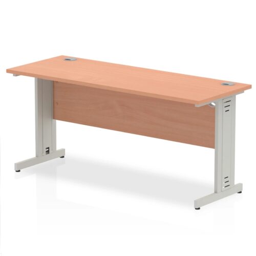 Impulse Slimline Straight Desk, Silver Cable Managed Leg