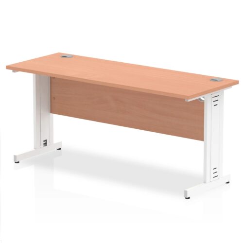 Impulse Slimline Straight Desk, White Cable Managed Leg
