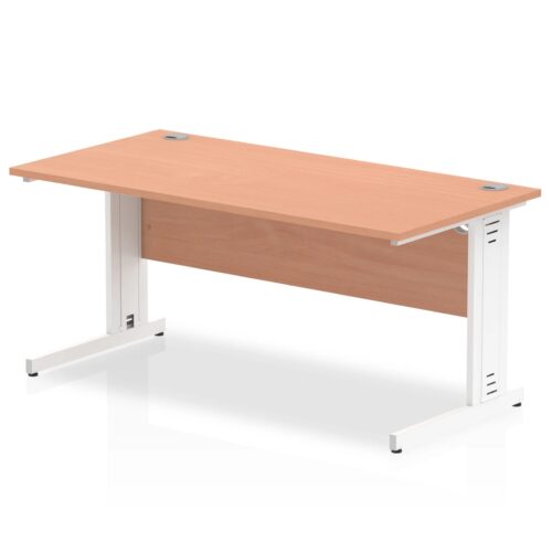 Impulse Straight Desk, White Cable Managed Leg - 800mm deep