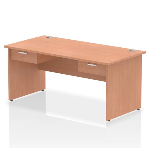 Impulse Panel End Straight Desk - 800mm deep, With 2 x Single Drawers