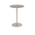 Monza circular poseur table with flat round brushed steel base