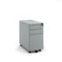 Steel 3 drawer narrow mobile pedestal - silver