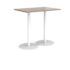 Monza rectangular poseur table with flat round white bases