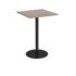 Monza square poseur table with flat round black base