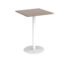 Monza square poseur table with flat round white base