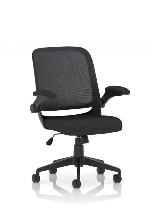Crew Task Operator Mesh Chair With Folding Arms Black