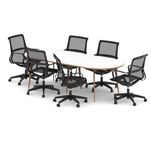 Oslo 2400mm Oval Boardroom Table - with 6 x Lula Chairs Bundle