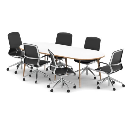 Oslo 2400mm Oval Boardroom Table - with 6 x Lucia Chairs Bundle