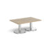 Pisa rectangular coffee table with round chrome bases 800mm