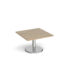 Pisa square coffee table with round chrome base 800mm