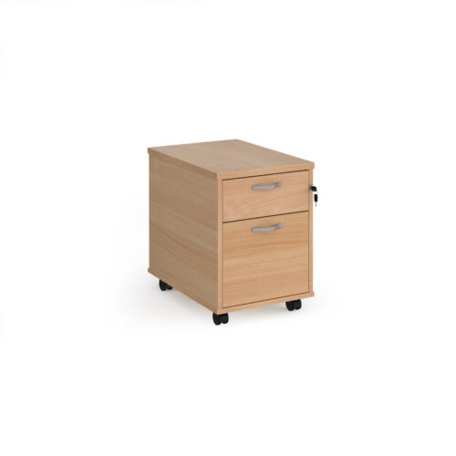 Mobile 2 drawer pedestal with silver handles 600mm deep