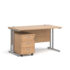 Maestro 25 straight desk - with silver cantilever frame and 3 drawer pedestal