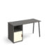 Sparta straight desk 600mm desk with A-frame leg and support pedestal with cupboard door - onyx grey