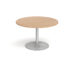 Trumpet base circular boardroom table - silver frame