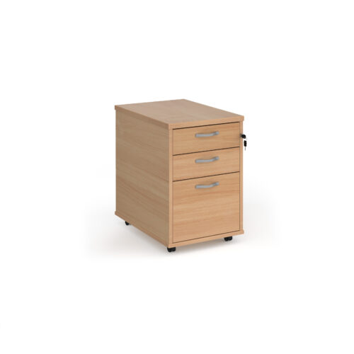 Tall mobile 3 drawer pedestal with silver handles 600mm deep
